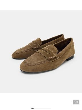 Zara Olive Brown Real leather Penny Loafers